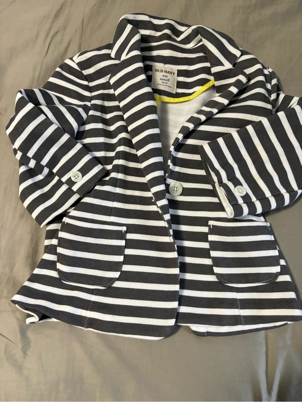 Old Navy Black & White Striped Girls Knit Blazer